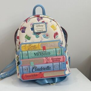 Loungefly Disney Princess Storybook Backpack - Cream and Blue
